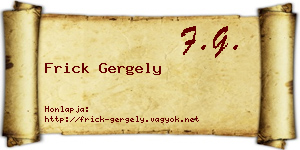 Frick Gergely névjegykártya